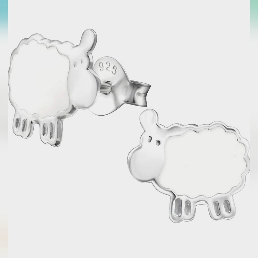 Girl Earrings Sheep Stud Earrings 925 Sterling Silver Monkimau